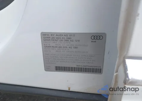 2017 Audi Q5 2.0T Premium from USA, damaged, VIN WA1L2AFP5HA096029